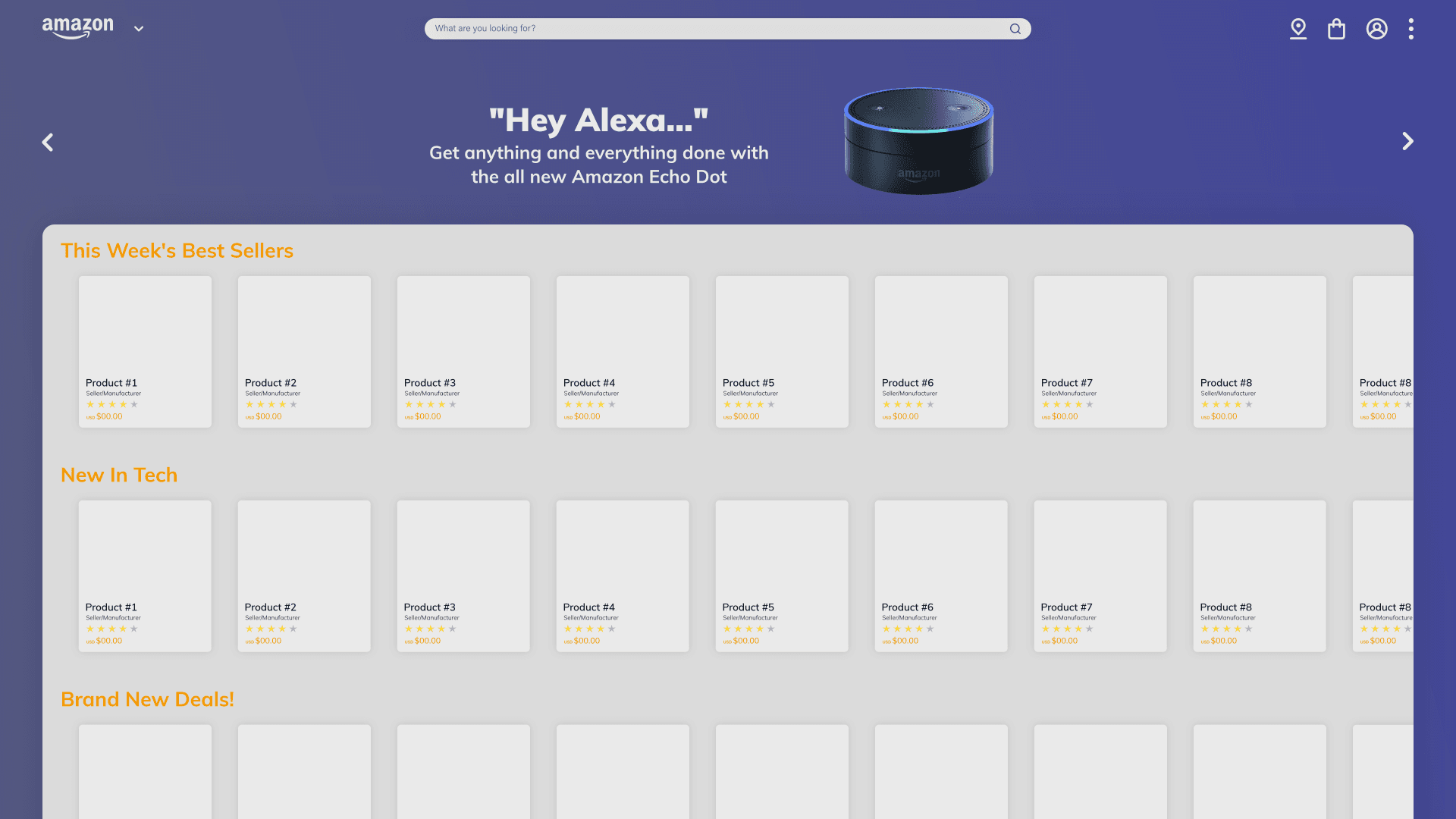 This was an unfinished redesign of the Amazon homepage, search page, and product pages that was entered for a competition