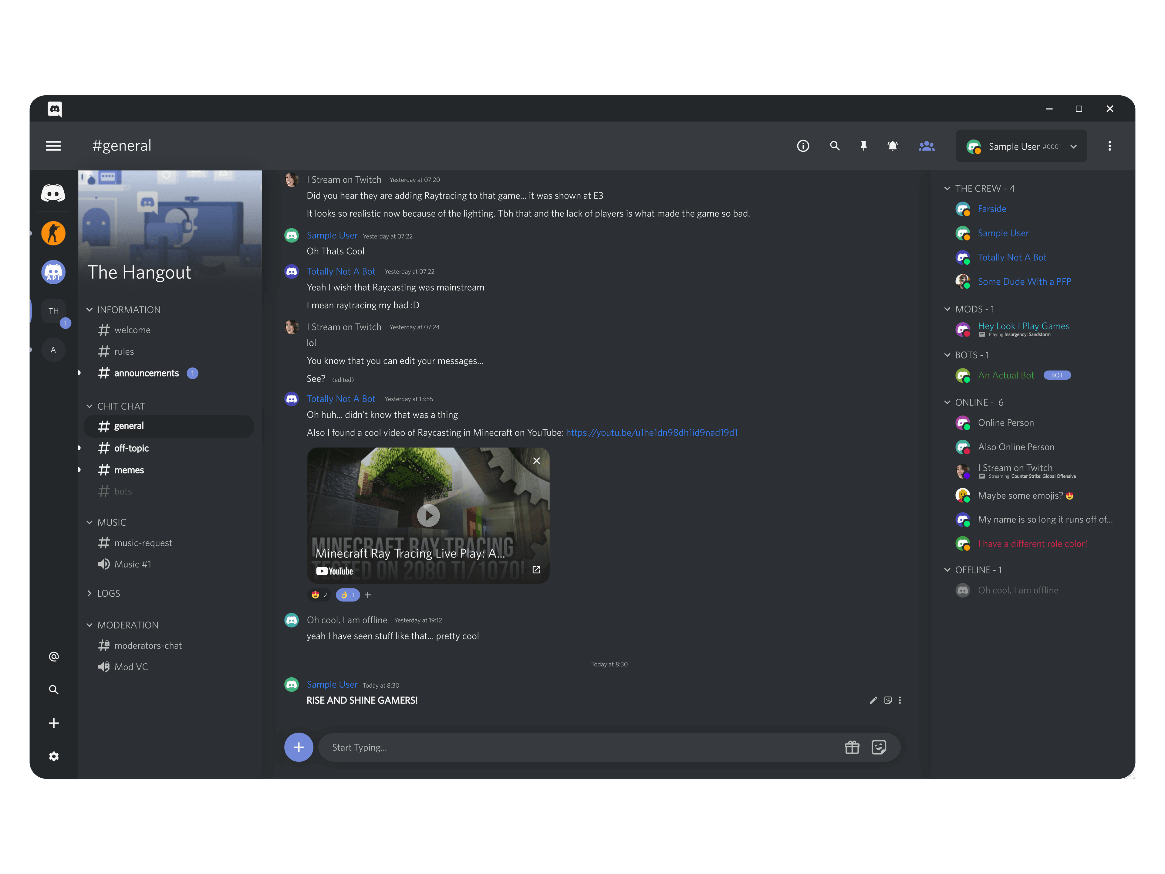 This is my version of an overhaul of the early 2020 version of the Discord desktop application UI.